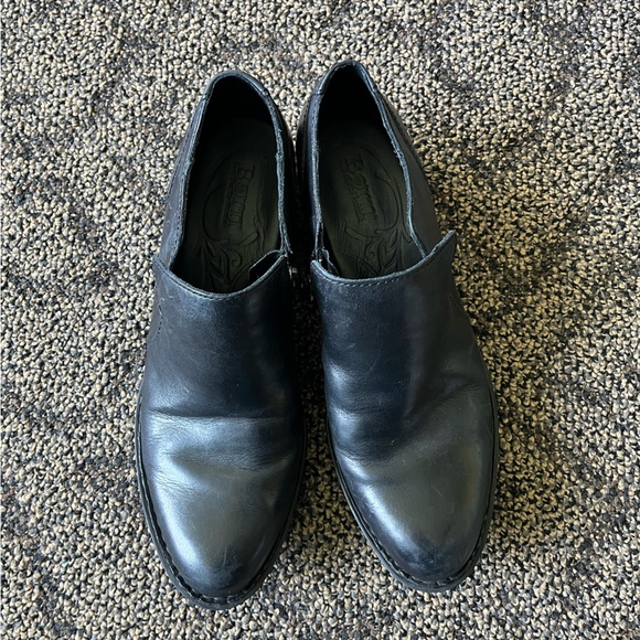 Born Lovise Women’s Black Leather Side Zip Block Heel Ankle Bootie loafers - Picture 4 of 7